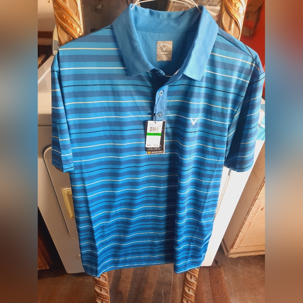 New Callaway Men's Large Golf Polo Shirt Blue